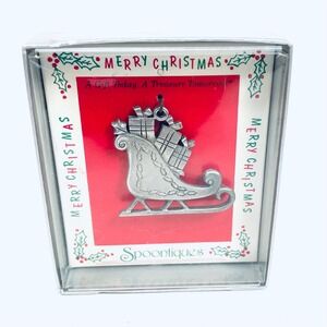 Vintage Spoontiques Pewter Christmas Ornament - Old Store Stock - Sled